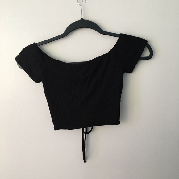 naked wardrobe • Black Off-the-Shoulder Crop Top - Picture 3 of 4